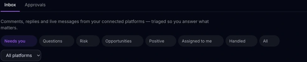 Actual Inbox controls. No fictional comment presented as a provider fact.